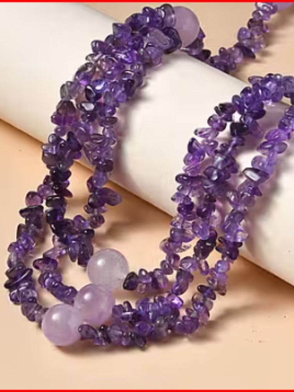 Gorgeous African Amethyst and Rose De France Amethyst Chips Necklace